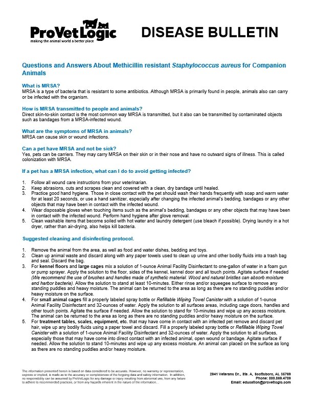 Provetlogic Mrsa Treatment Protocol 2 MRSA Protocol