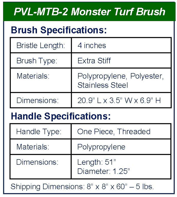 Monster Turf Brush Specifications