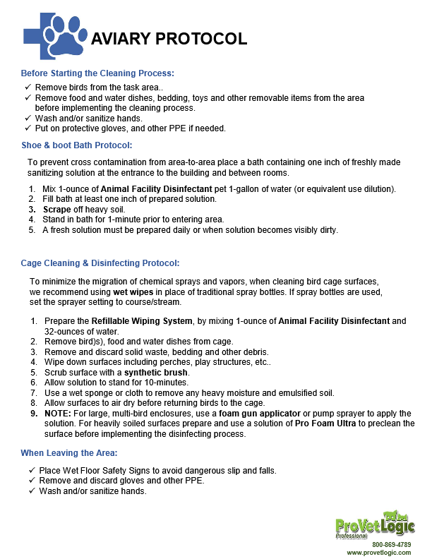 Aviary Cleaning Protocol