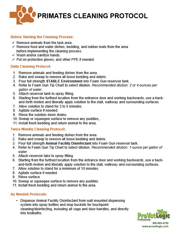 ProVetLogic Primates Protocol