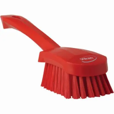 Brush, Short Handle, Soft Bristle Red